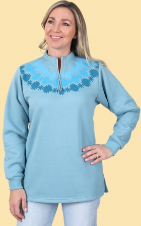 Fleece Print Zip Sweater