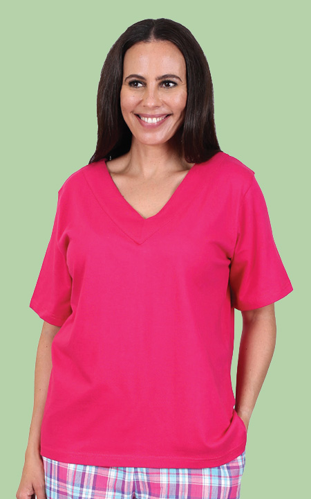 Fuchsia V-Neck T-Shirt