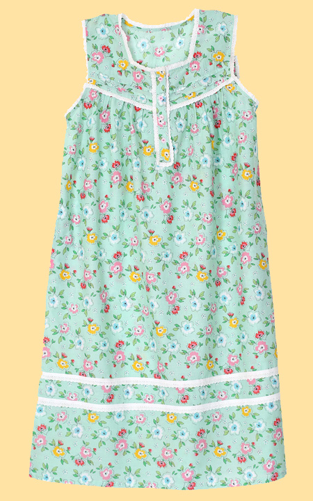 Mint Floral Sleeveless Nightgown