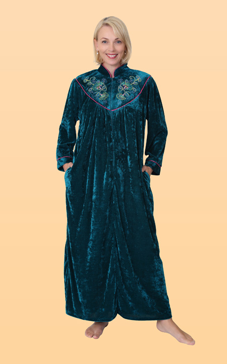Embroidered Velour Robes