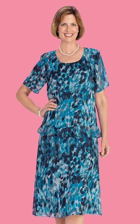 Dark Teal Print Popover Dress