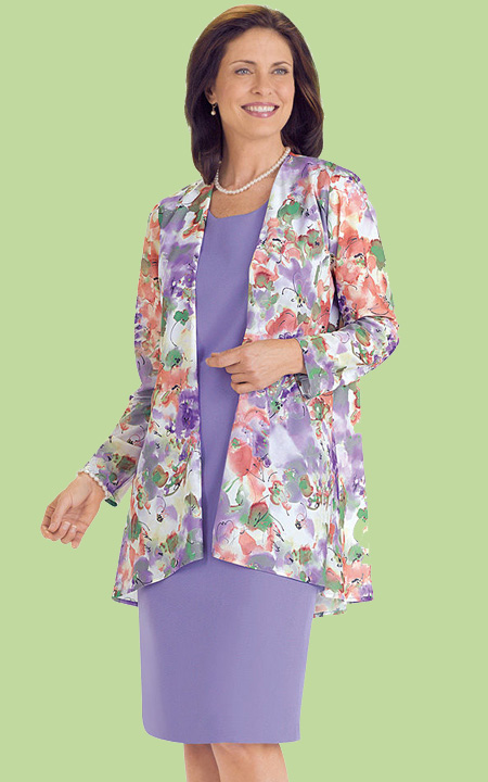 Watercolour Print Jacket Dress