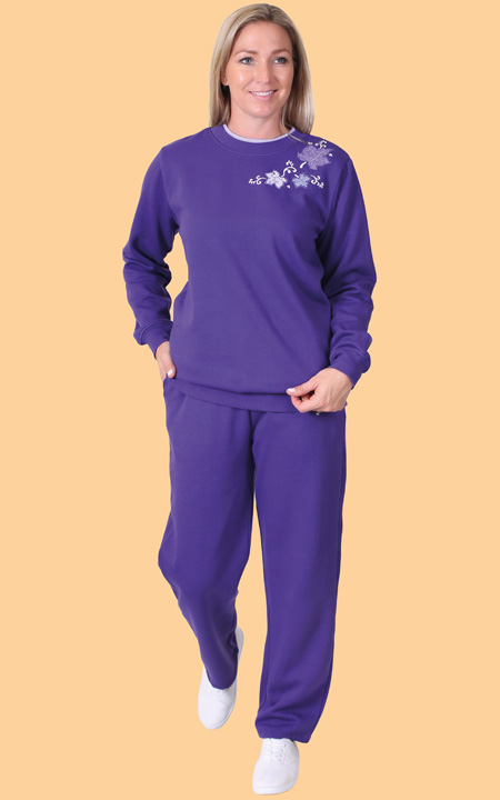 Embroidered Fleece Sweatshirt and Fleece Pants