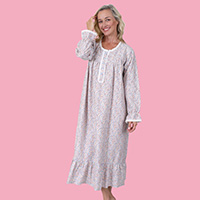 Floral Print and Lace Nightgown