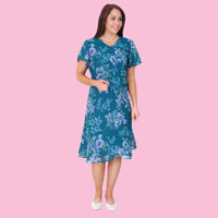 Teal Floral Georgette Dress