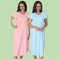 Blue and Peach Smocked Nightgowns